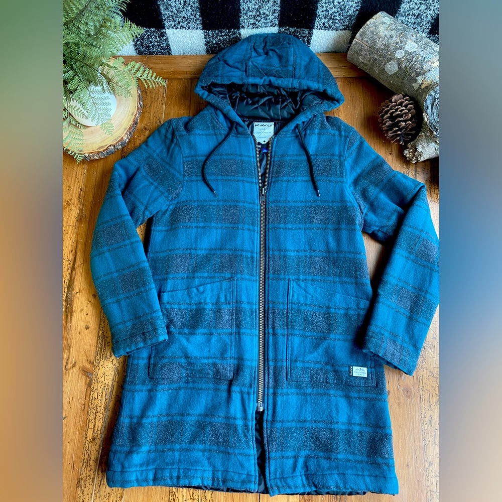 •KAVU• Plaid Parka hooded Jacket